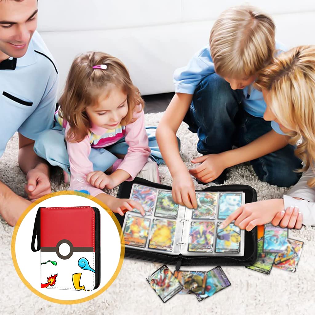 PATPAT Poke-mon Binder, Cards Collector Album Holder for 400 Poke-mon Cards Cartoon Prints Zipper Bag Trading Card Binder Poke-mon Cards Collection Bag Game Cards Case Gift for Kids Boys Girls-Red PATPAT Poke-mon Binder, Cards Collector Album Holder for 400 Poke-mon Cards Cartoon Prints Zipper Bag Trading Card Binder Poke-mon Cards Collection Bag Game Cards Case Gift for Kids Boys Girls-Red